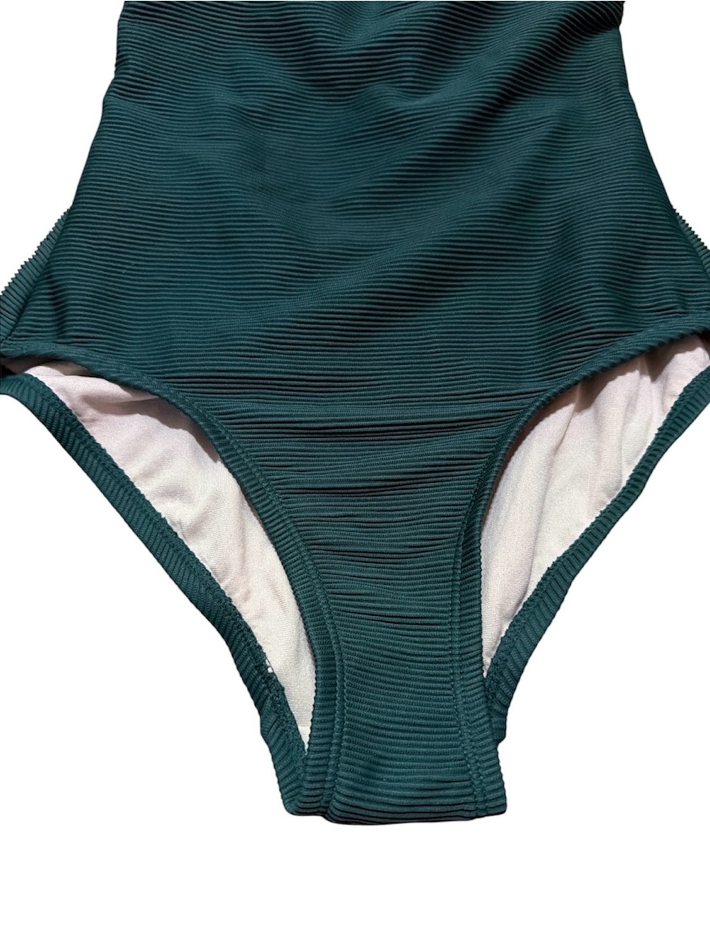 Kona Sol Ribbed One Piece Swimsuit Green Open Back Lace Up Size Small - Picture 2 of 8